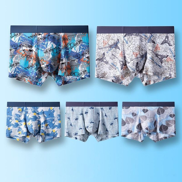 2 PCS Men Ice Silk Seamless Breathable Boxer Underwear (Color:B01 Size:XL)