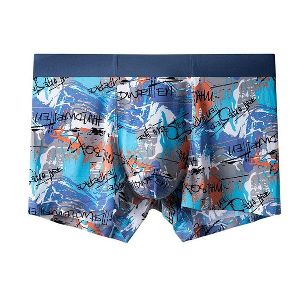 2 PCS Men Ice Silk Seamless Breathable Boxer Underwear (Color:B01 Size:L)