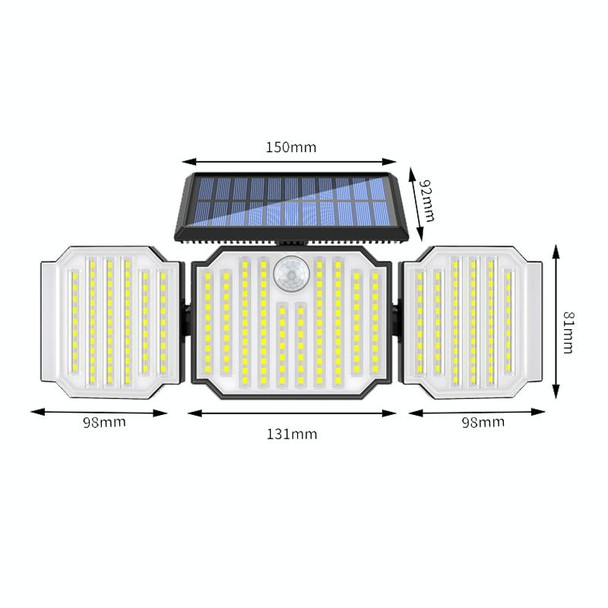 3 Head 238 LED Solar Outdoor Courtyard Lamp Waterproof Garden Wall Lamp Human Body Induction Street Lamp