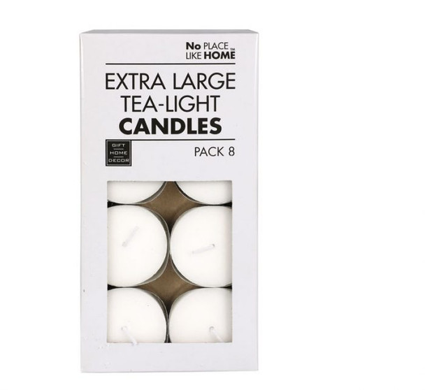 Large – 5cm White Tea Light Candles Box Of 8