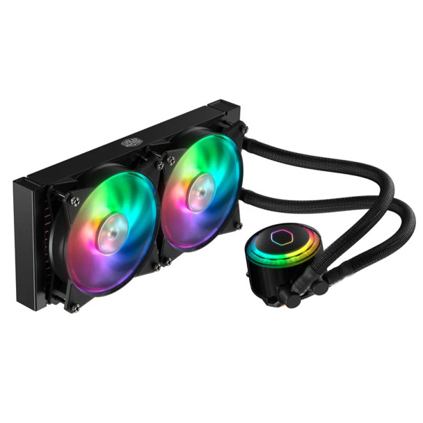 CM Cooler ML240R ARGB Liquid Cooler; 240mm Radiator; 2 x 120mm MasterFan ARGB Fan; ARGB Pump Head.