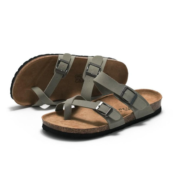 Ruizu Couple Cork Slippers Beach Shoes Flip Flops, Size: 44(Brown)