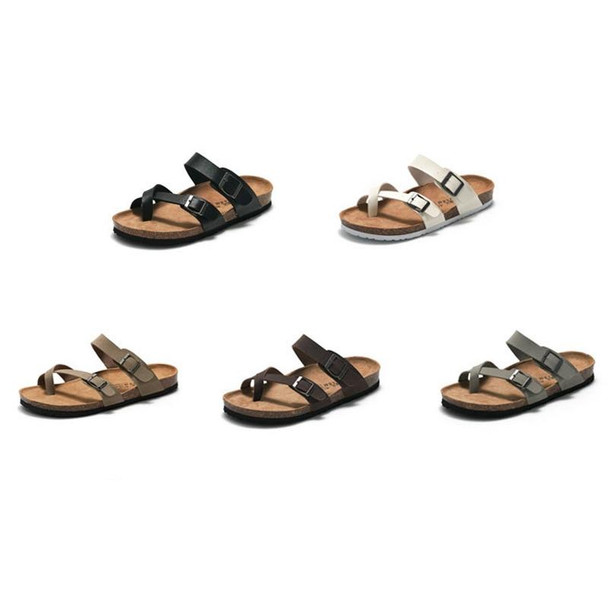 Ruizu Couple Cork Slippers Beach Shoes Flip Flops, Size: 44(Brown)