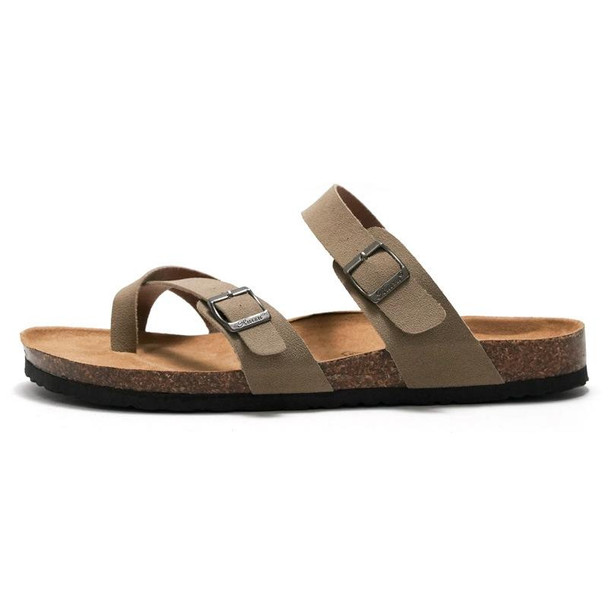 Ruizu Couple Cork Slippers Beach Shoes Flip Flops, Size: 44(Camel)