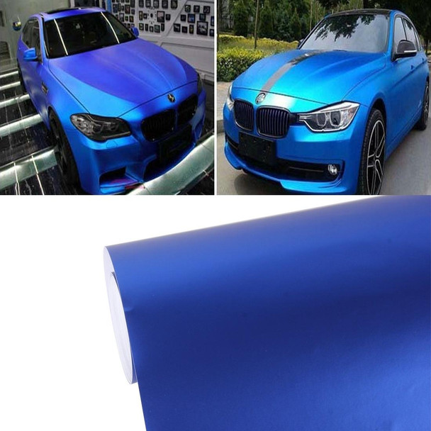 5m * 0.5m Ice Blue Metallic Matte Icy Ice Car Decal Wrap Auto Wrapping Vehicle Sticker Motorcycle Sheet Tint Vinyl Air Bubble Free(Dark Blue)