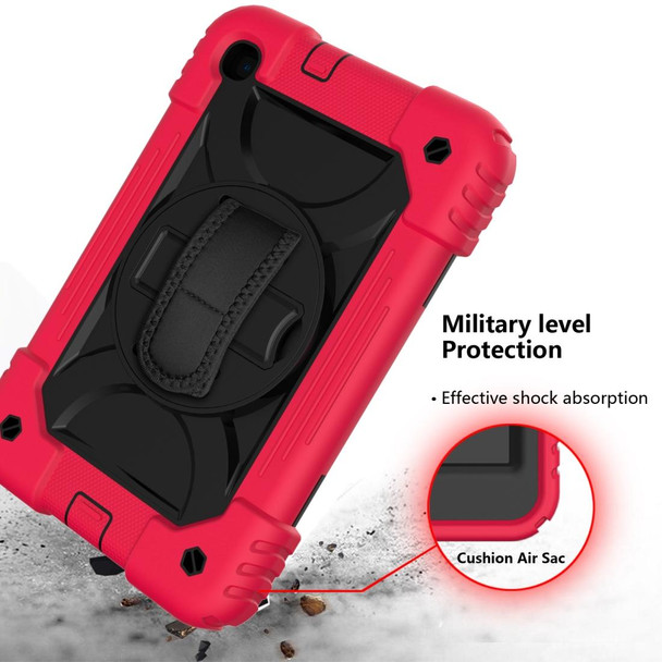 Samsung Galaxy Tab A 8.4 (2020) Shockproof PC + Silicone Combination Case with Holder & Hand Strap & Shoulder strap(Red+Black)