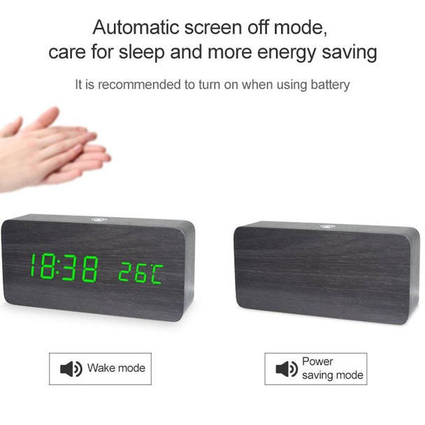 LT-1035 LED Display Digital APP Smart Alarm Clock(Green Light Black Wood)