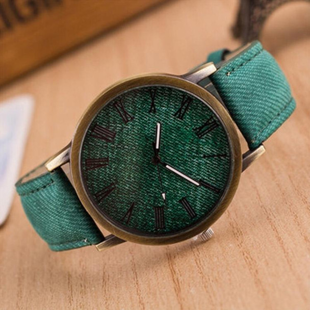 Denim Design Leatherette Strap Quartz Watches for Women(Green)