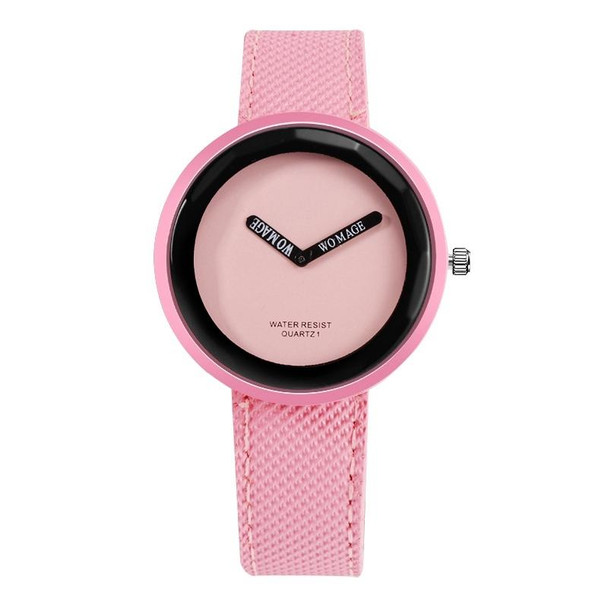 Simple Style Round Dial Matte Leather Strap Quartz Watch for Men / Women(Pink)