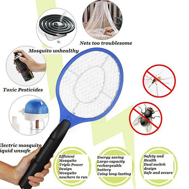 Hand Racket Mosquito Swatter Insect Home Garden Pest Bug Fly Mosquito Zapper Swatter Killer Electric Fly Swatter(Red)