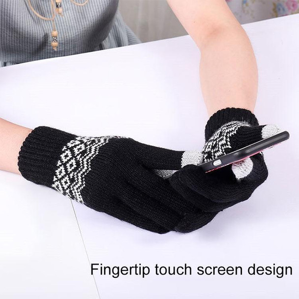 Winter Touch Screen Gloves Women Men Warm Stretch Knit Mittens Imitation Wool Thicken Full Finger Gloves(C-Red)