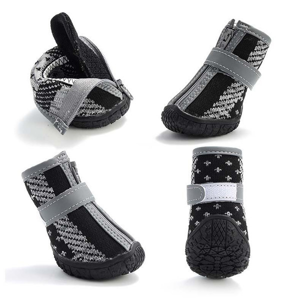 4 PCS / Set Breathable Non-slip Wear-resistant Dog Shoes Pet Supplies, Size: 2.8x3.5cm(Black Gray)