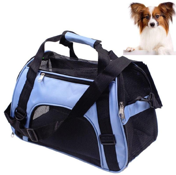 Portable Pet Backpack Dog Go Out Messenger Folding Bag Pet Supplies, Specification: Small(Blue)