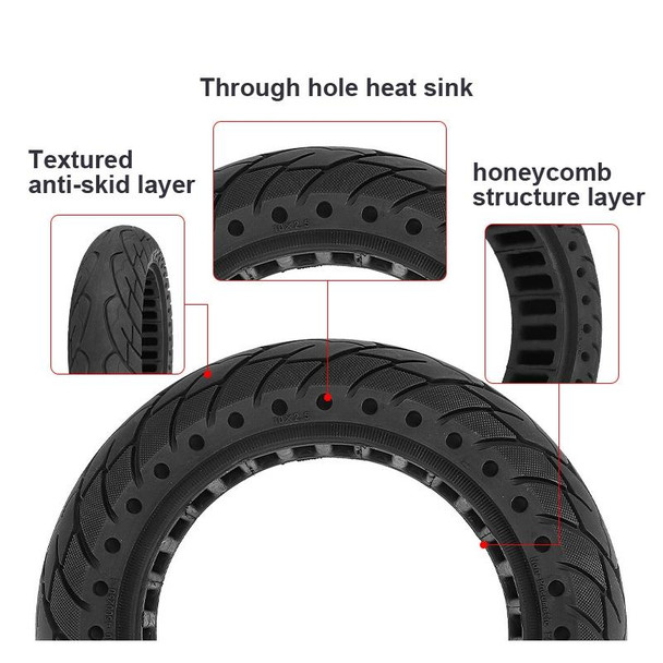 2 PCS  10 Inch Soid Tire Shock Absoption Tubeless Honeycomb Tyre for Ninebot Max G30