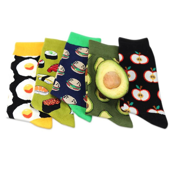 5 Pairs Fruit Food Socks Short  Funny Cotton Socks(Omelette)