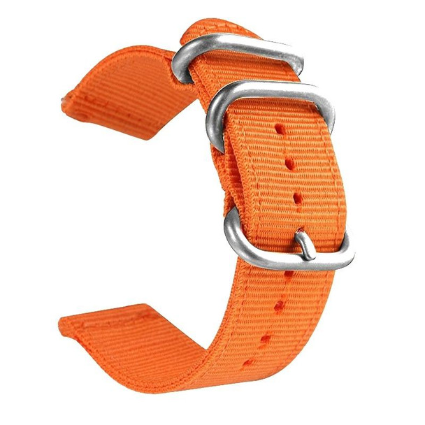 Washable Nylon Canvas Watchband, Band Width:18mm(Orange with Silver Ring Buckle)