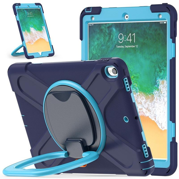 iPad Pro 10.5 2017 / Air 10.5 2019 Silicone + PC Protective Case with Holder & Shoulder Strap(NavyBlue+Blue)