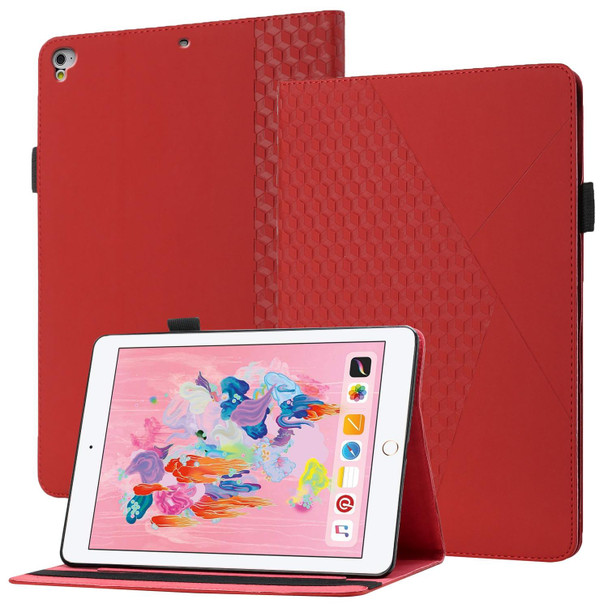 Rhombus Skin Feel Horizontal Flip Tablet Leather Case with Card Slots & Holder & Sleep / Wake-up Function - iPad 9.7 2018 / 2017(Red)