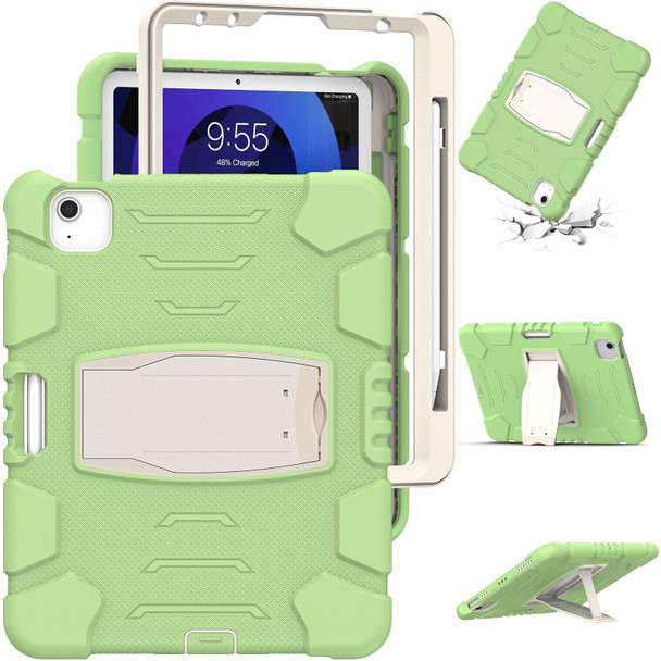 3-Layer PC + Silicone Shockproof Tablet Case with Holder - iPad Air 2022 / 2020 10.9(Matcha Green)