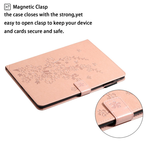 Embossed Plum Bossom Pattern Smart Leatherette Tablet Case - iPad mini 6(Rose Gold)