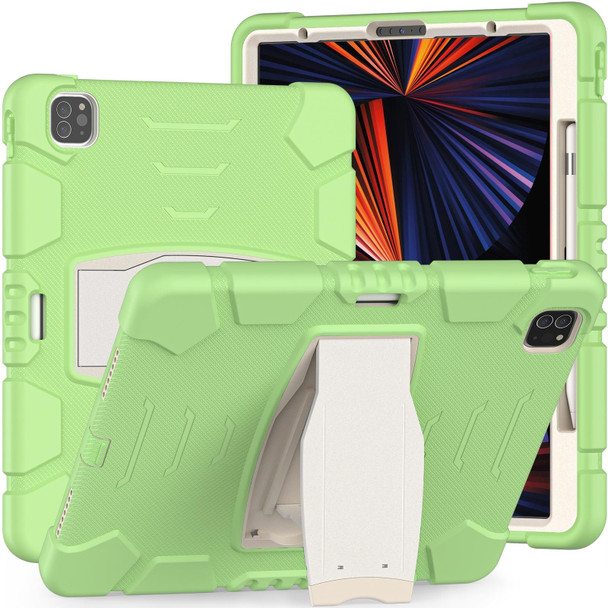 3-Layer Protection  Screen Frame + PC + Silicone Shockproof Combination Tablet Case with Holder - iPad Pro 12.9 2021(Matcha Green)