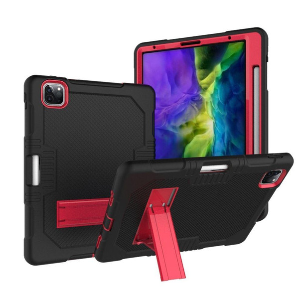Contrast Color Robot Shockproof Silicone + PC Protective Tablet Case with Holder - iPad Pro 12.9 inch (2018/2020)(Black Red)
