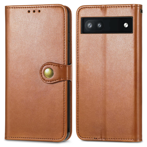 Google Pixel 6a Solid Color Leather Buckle Phone Case(Brown)
