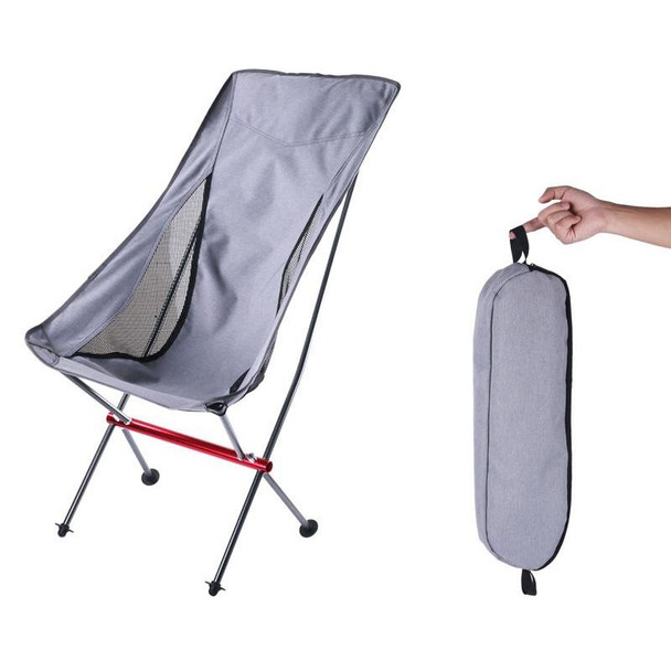 Camping Leisure Fishing Aluminum Alloy Portable Folding Chair, Size:Large(Gray)