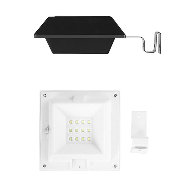 12 LED Solar Outdoor Railing Stair Square Wall Light(White Shell-White Light)