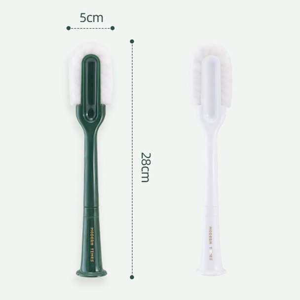 Household Multifunctional Long-Handled Double-Headed Cup Brush(White)