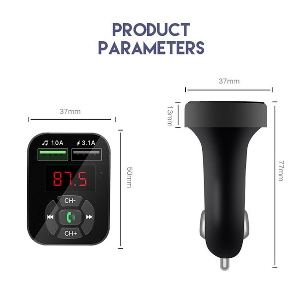 A9 Car FM Transmitter Hands-free Wireless Audio Receiver MP3 Player Dual USB Fast Charger - Open Box (Grade A)