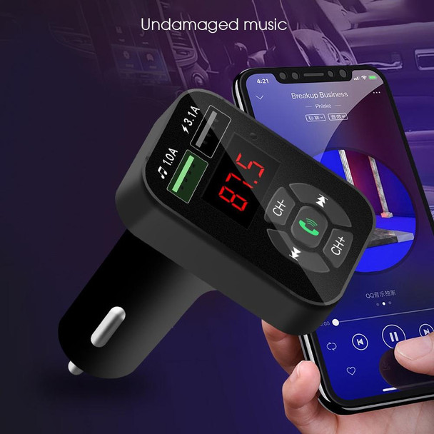 A9 Car FM Transmitter Hands-free Wireless Audio Receiver MP3 Player Dual USB Fast Charger - Open Box (Grade A)