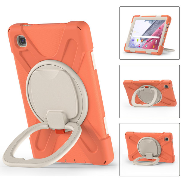 Samsung Galaxy Tab A7 Lite T220 / T225 Silicone + PC Protective Case with Holder & Shoulder Strap(Coral Orange)