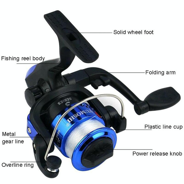 YUMOSHI JL200 Spinning Reel With Line(Electroplated Blue)