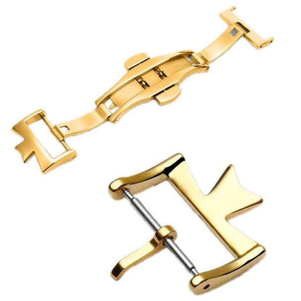 VC Stainless Steel Butterfly Pin Buckle Watch Accessories, Style: 18mm Buckle(Gold)