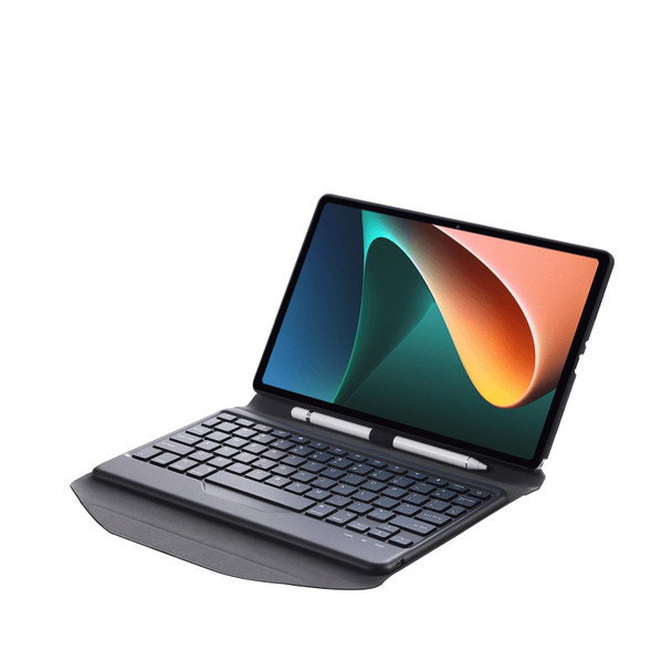 B0N5 Diamond Texture Bluetooth Keyboard Leatherette Case with Triangle Back Support - Xiaomi Pad 5 / 5 Pro(Black + Black)