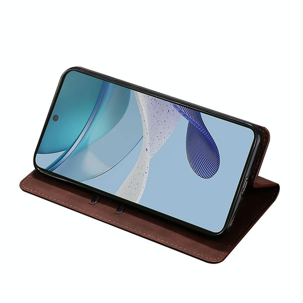 For ZTE Blabe V41 Smart 4G Skin Feel Magnetic Leather Phone Case(Dark Brown)