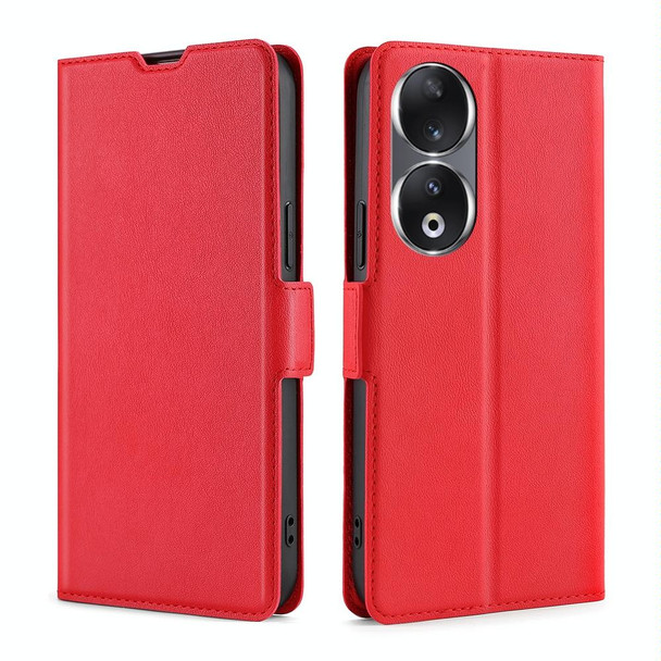 For Honor 90 5G Ultra-thin Voltage Side Buckle Horizontal Flip Leatherette Phone Case(Red)