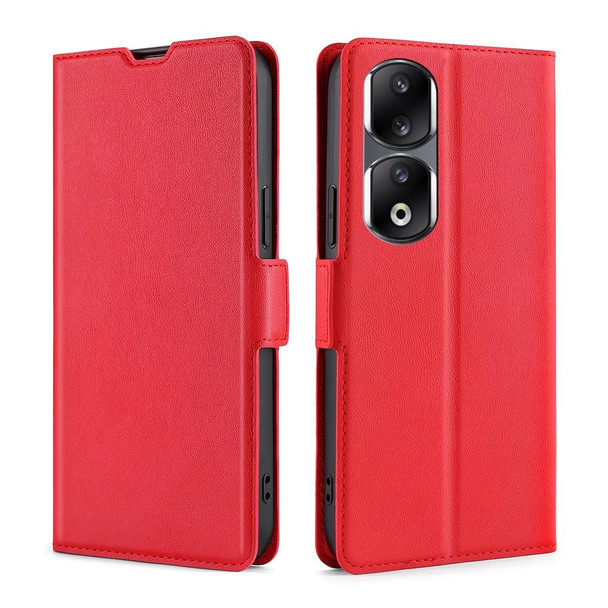 For Honor 90 Pro 5G Ultra-thin Voltage Side Buckle Horizontal Flip Leatherette Phone Case(Red)