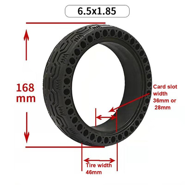 2 PCS 6.5x1.85 Solid Tire Honeycomb Tire Electric Scooter Tire,Specification: 36mm Card Slot