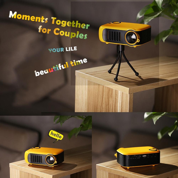 TRANSJEE A2000 320x240P 1000 ANSI Lumens Mini Home Theater HD Digital Projector, Plug Type: EU Plug(Yellow)