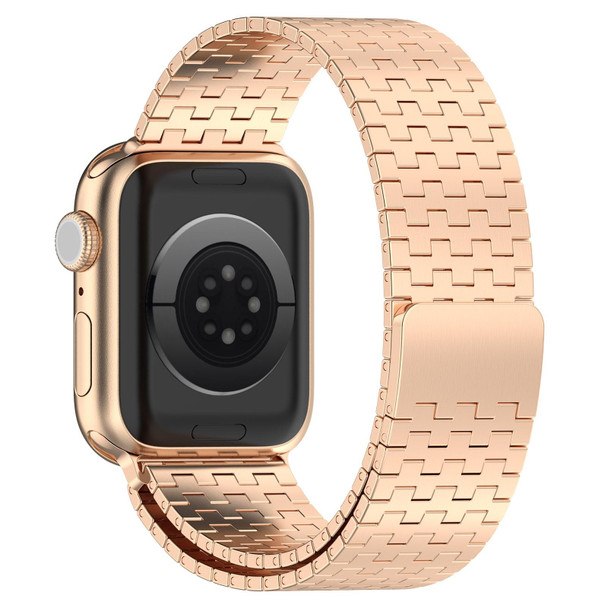 For Apple Watch Ultra 49mm Magnetic Buckle Stainless Steel Metal Watch Band(Rose Gold)