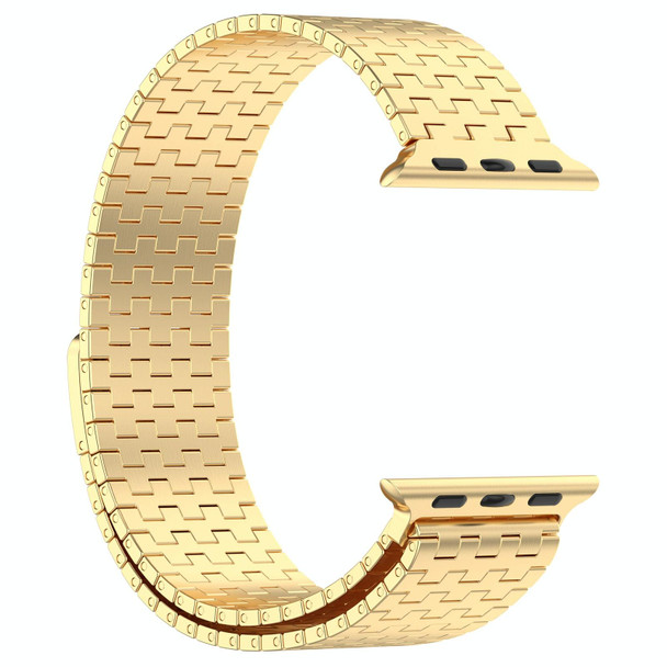 For Apple Watch Ultra 49mm Magnetic Buckle Stainless Steel Metal Watch Band(Gold)