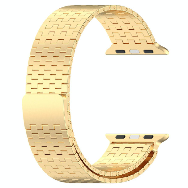 For Apple Watch Ultra 49mm Magnetic Buckle Stainless Steel Metal Watch Band(Gold)