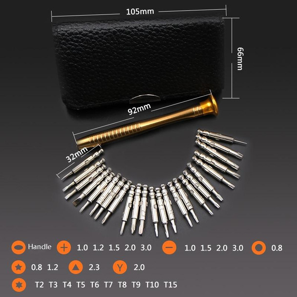 25 In 1 Multi-Purpose Leatherette Case Manual Screwdriver Batch Set Mobile Phone Notebook Repair Tool(With Magnetic)