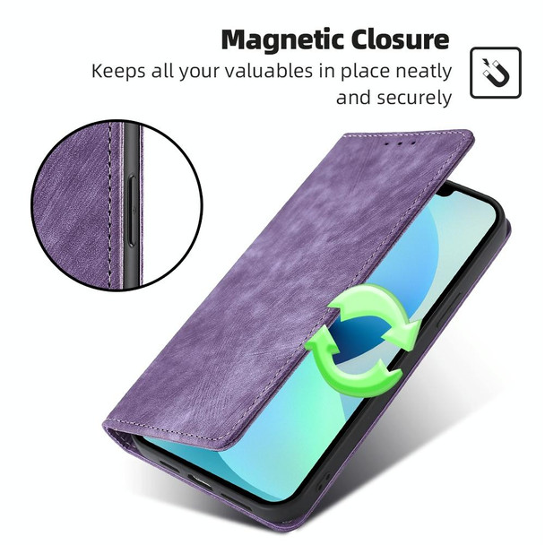 For Xiaomi Civi 3 5G RFID Anti-theft Brush Magnetic Leather Phone Case(Purple)