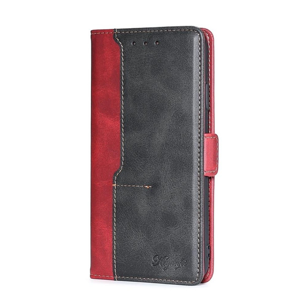 For ZTE Blabe V41 Smart 4G Contrast Color Side Buckle Leather Phone Case(Red + Black)