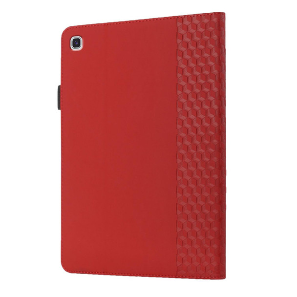 Samsung Galaxy Tab A7 10.4 2020 T500/T505 Rhombus Skin Feel Horizontal Flip Tablet Leather Case with Card Slots & Holder(Red)