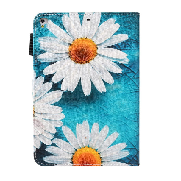 For iPad 9.7 (2018) Cross Texture Painted Horizontal  Leatherette Case with Sleep / Wake-up Function & Card Slot & Holder & Wallet(Chrysanthemum)