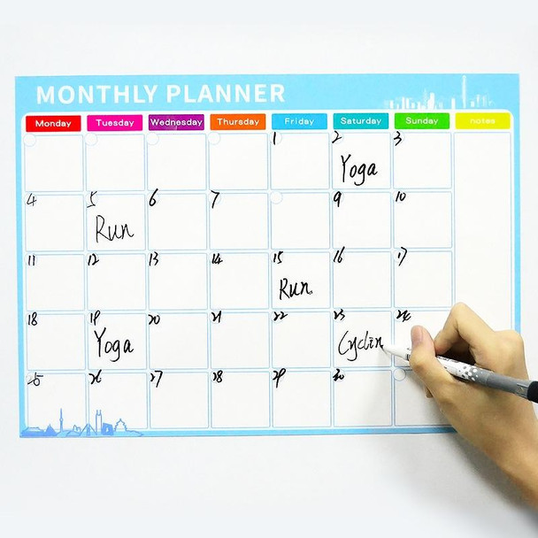 Magnetic Weekly Plan Refrigerator Magnet PET Magnetic Soft Whiteboard, Size: 29.7cm x 42cm (Blue)